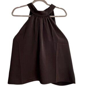 Endless Rose Women Black Satin Bow Halter Mock Neck Sleeveless Top Blouse XL NWT